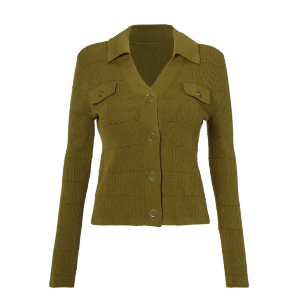 CAbi Exec Cardigan in Medium, Green - Picture 6 of 7